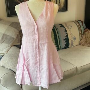 J. Crew Pink Sleeveless Linen Flounce Dress